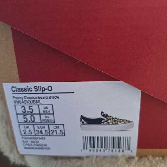 Vans Classic Slip-On Platform Women 5 Embroidered Poppy Checkerboard - Picture 7 of 7